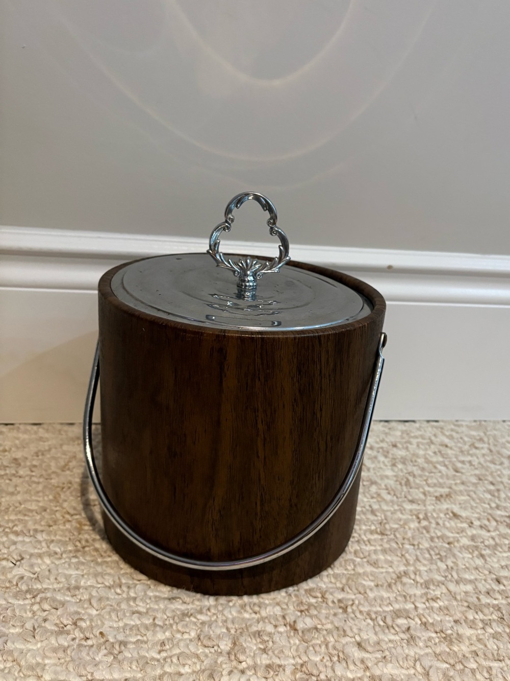 Vintage ice bucket and bar tools